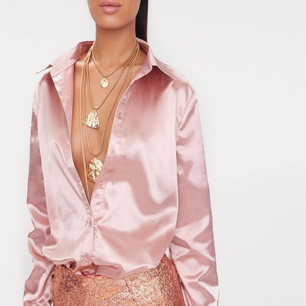 Satin button up blouse